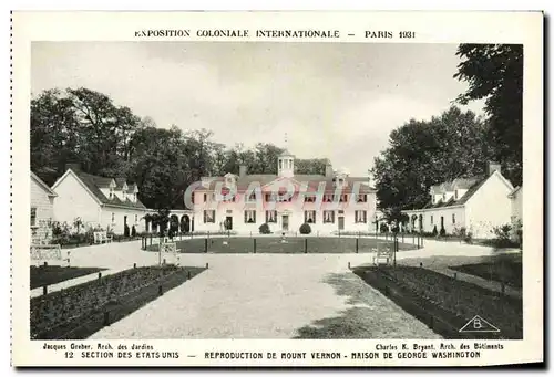Cartes postales Exposition Coloniale Internationale Paris Section des Etats Unis Mont Vernon Washington