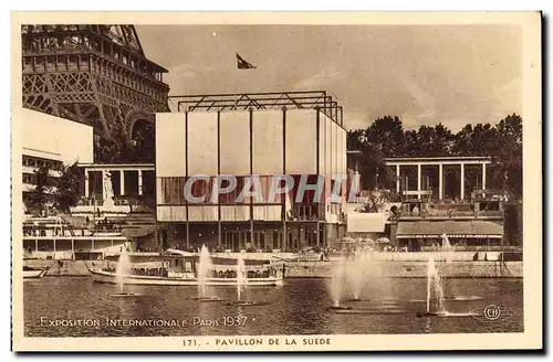 Cartes postales Exposition Internationale Paris 1937 Pavillon De La Suede Tour Eiffel