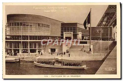 Cartes postales Exposition Internationale Paris 1937 Pavillon De La Belgique Tour Eiffel