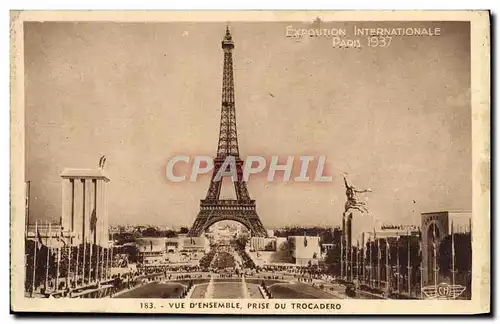 Ansichtskarte AK Exposition Internationale Paris 1937 Vue d&#39ensemble prise du Trocadero Tour Eiffel