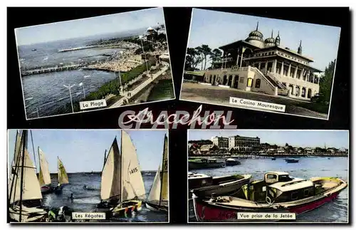 Cartes postales moderne Arcachon Cote D&#39Argent La plage Le casino Mauresque Les regates Vue prise de la jetee