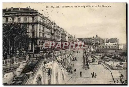 Ansichtskarte AK Alger Boulevard De La Republique Et Les Rampes Daguin Passez l&#39hiver a Alger