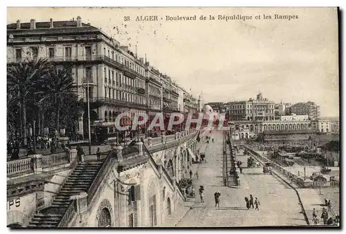 Cartes postales Alger Boulevard De La Republique Et Les Rampes Daguin Passez l&#39hiver a Alger