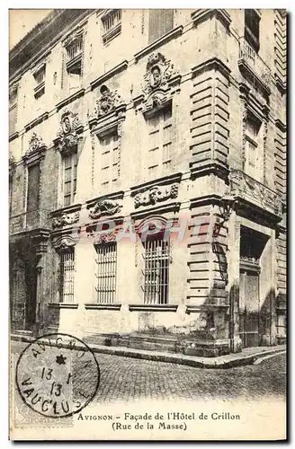 Cartes postales Avignon Facade De I&#39Hotel De Crillon Rue de la Masse