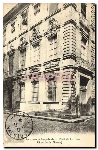 Cartes postales Avignon Facade De I'Hotel De Crillon Rue de la Masse