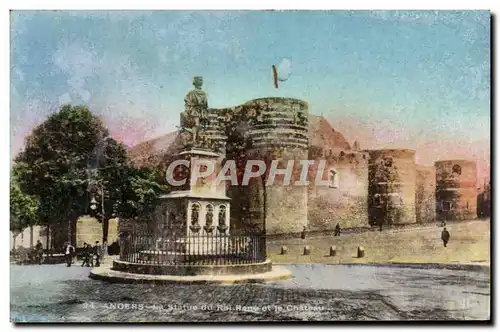 Cartes postales Angers Statue Du Roi Rene Et Le Chateau