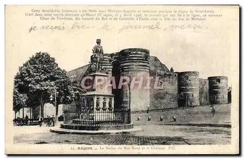 Cartes postales Angers La Statue Du Roi Rene Et Le Chateau