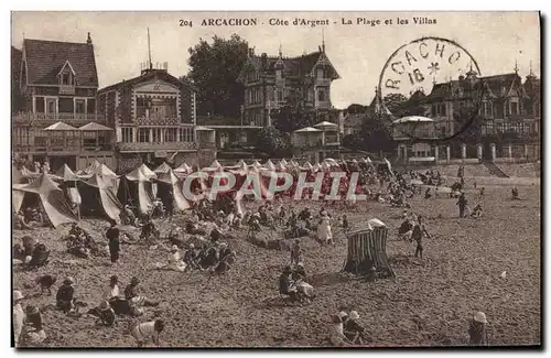 Cartes postales Arcachon Cote D&#39Argent La Plage Et Les Villas