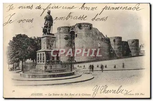 Cartes postales Angers La Statue Du Roi Rene et le chateau