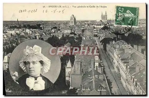 Cartes postales Angers Vue Generale Et Coiffe De I&#39Anjou Folklore