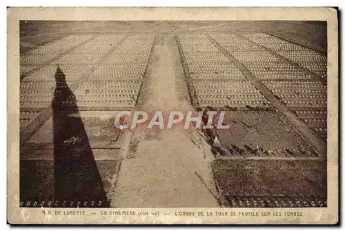 Cartes postales ND De Lorette Le Cimetiere L&#39ombre de la tour se profile sur les tombes