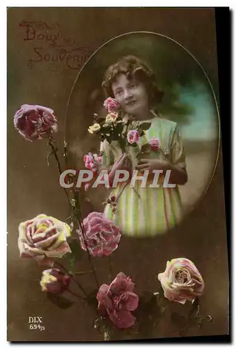 Cartes postales Fantaisie Fleurs Enfant