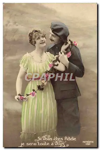 Cartes postales Fantaisie Femme Soldat Militaria