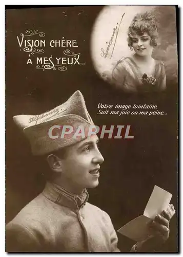 Cartes postales Fantaisie Femme Soldat Homme Vision Chere A Mes Yeux