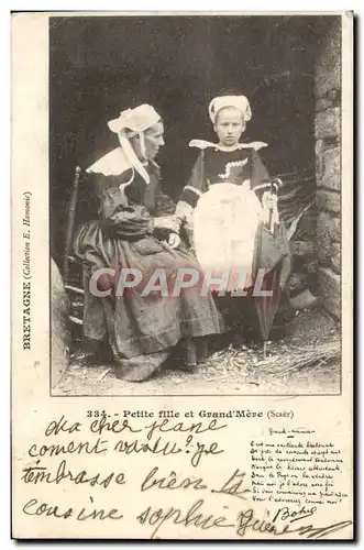 Cartes postales Petite Fille Et Grand Mere Scaer Folklore