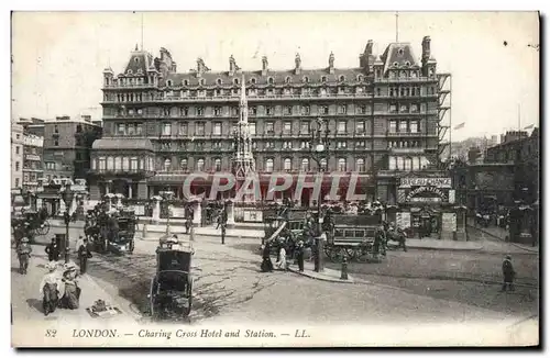 Cartes postales London Charing Cross Hotel And Station Tramway