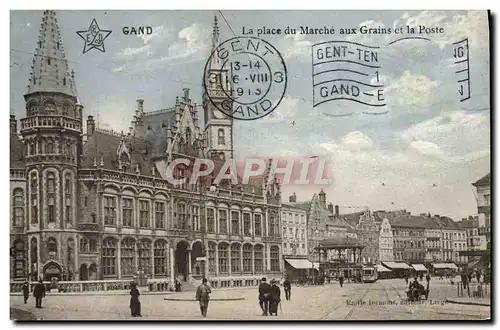 Cartes postales Gand La Place du Marche Aux Grains et la Poste
