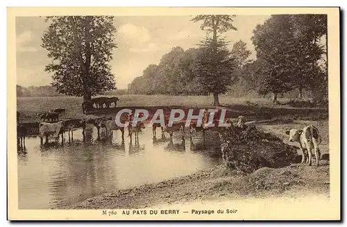 Ansichtskarte AK Au Pays Du Berry Paysage du soir Vaches