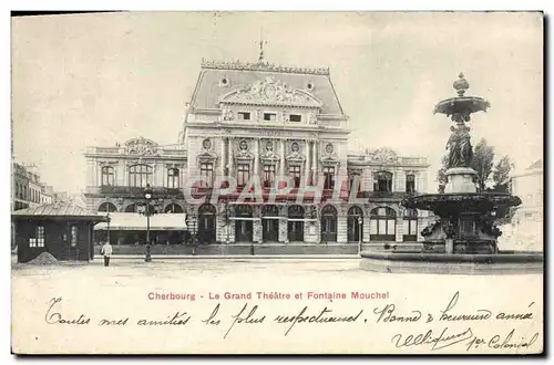 Cartes postales Cherbourg Le Grand Theatre et Fontaine Mouchel