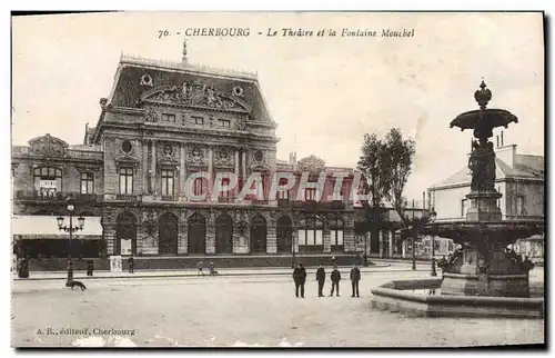 Cartes postales Cherbourg Le Theatre et la Fontaine Mouchel