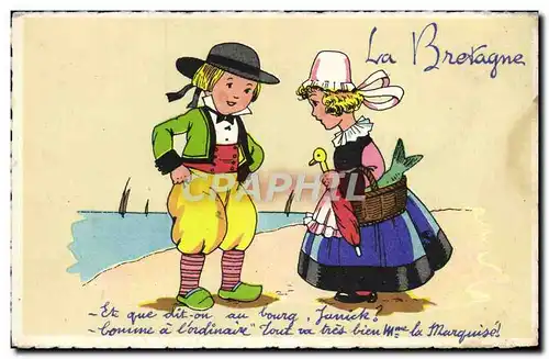 Cartes postales La Bretagne Enfants Folklore