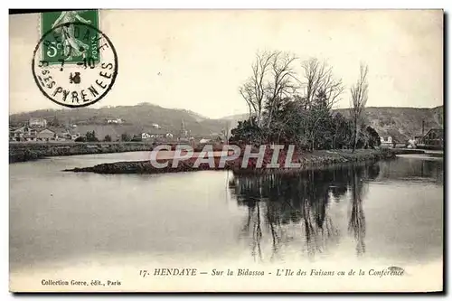 Ansichtskarte AK Hendaye Sur la Bidassoa L&#39Ile des Faisans ou de la Conference