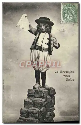 Cartes postales La Bretagne Vous salue enfant Folklore