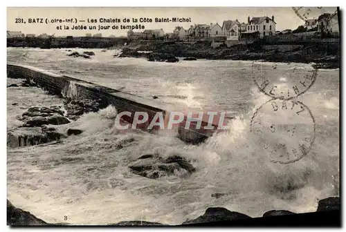 Ansichtskarte AK Batz Les Chalets de la Cote Saint Michel et la jetee un jour de tempete