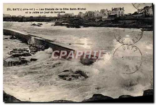 Cartes postales Batz Les Chalets de la Cote Saint Michel et la jetee un jour de tempete