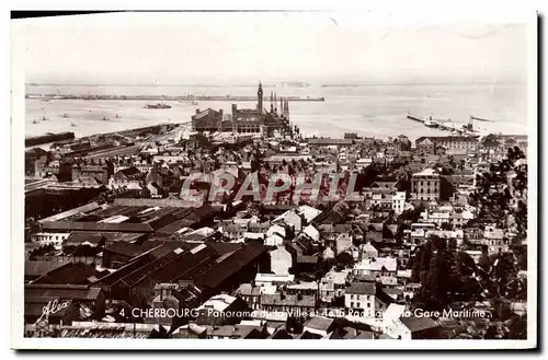 Cartes postales moderne Cherbourg Panorama de la Ville et de la rade avec la Gare maritime