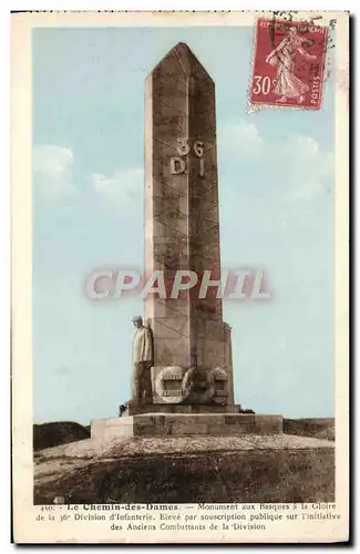 Ansichtskarte AK Le Chemin des Dames Monument aux Basques a la Gloire de la 36eme division d&#39infanterie Milita