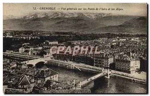 Cartes postales Grenoble Vue Generale Sur Les Ponts de l&#39Isere et les Alpes