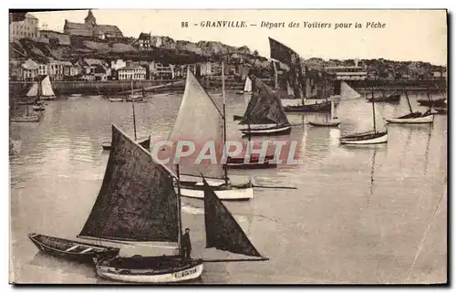 Cartes postales Granville Depart des Voiliers Pour la Peche Bateaux