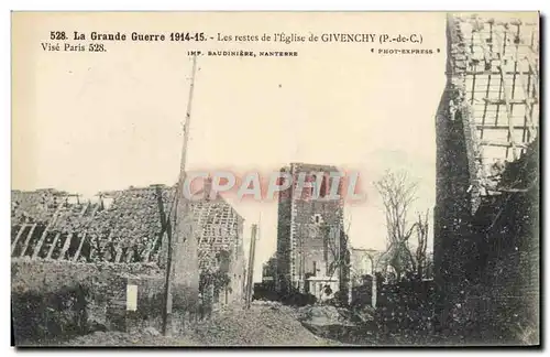 Cartes postales Givenchy Les Restes de L'Eglise Militaria