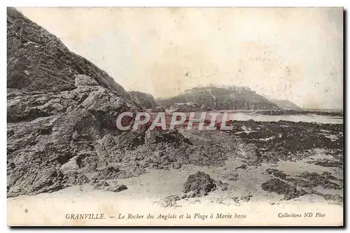 Cartes postales Granville Le Rocher Des Auglais Et La Plage A Maree Basse