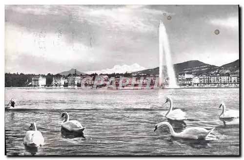 Cartes postales Geneve La Rade Le Jet D&#39Eau Cygnes