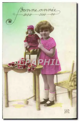 Cartes postales Fantaisie Enfant Poupee Bonne Annee