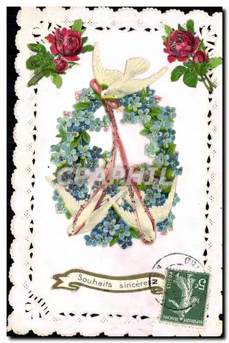 Cartes postales Fantaisie Brodee Fleurs