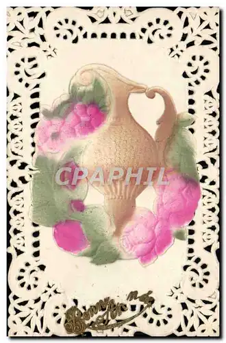 Cartes postales Fantaisie Brodee Fleurs