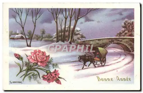 Cartes postales Fantaisie Bonne Annee Caleche