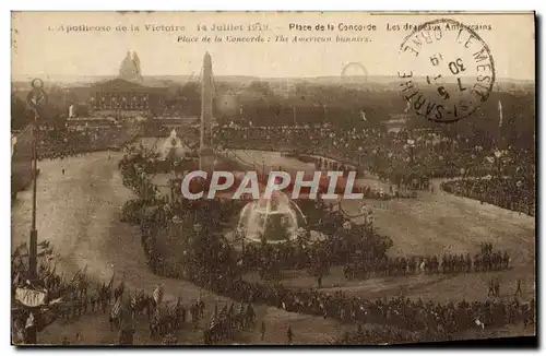 Ansichtskarte AK Apotheose De La Victoire 14 juillet 1919 Place de la Concorde Les drapeaux allemands Militaria