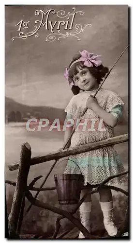 Cartes postales Fantaisie Enfant 1er Avril Peche