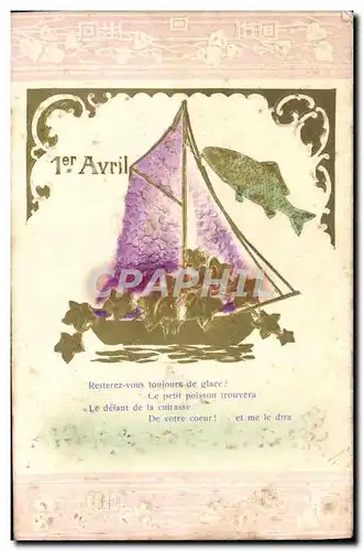 Cartes postales Fantaisie 1er Avril Poisson Bareau