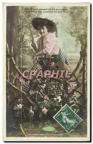 Cartes postales Fantaisie Femme Peche