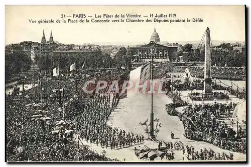 Ansichtskarte AK Paris Les Fetes de la Victoire 14 juillet 1919 Vue generale de la place de la Concorde vers la C