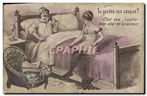 Cartes postales Tu gardes ton Casque Femme Soldat Militaria