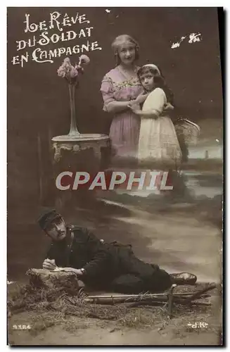 Cartes postales Le Reve Du Soldat En Campagne Femme Enfant