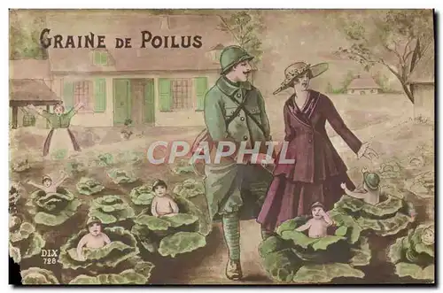 Cartes postales Fantaisie Femme Soldat Militaria Graine De Poilus