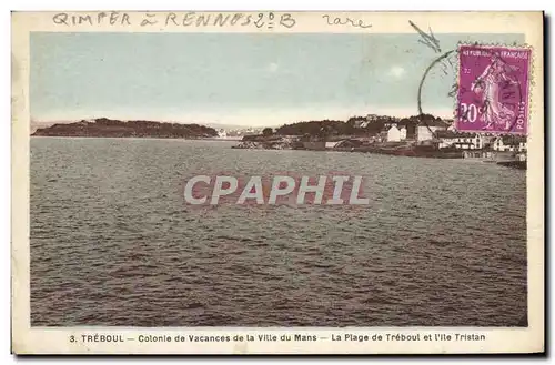 Ansichtskarte AK Treboul Colonie de Vacances de la Ville Du Mans La plage de Treboul et l&#39ile Tristan Cachet Q