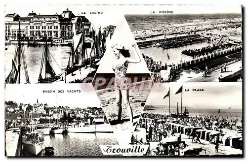 Cartes postales moderne Trouville Le casino La piscine Bassin des Yachts La plage